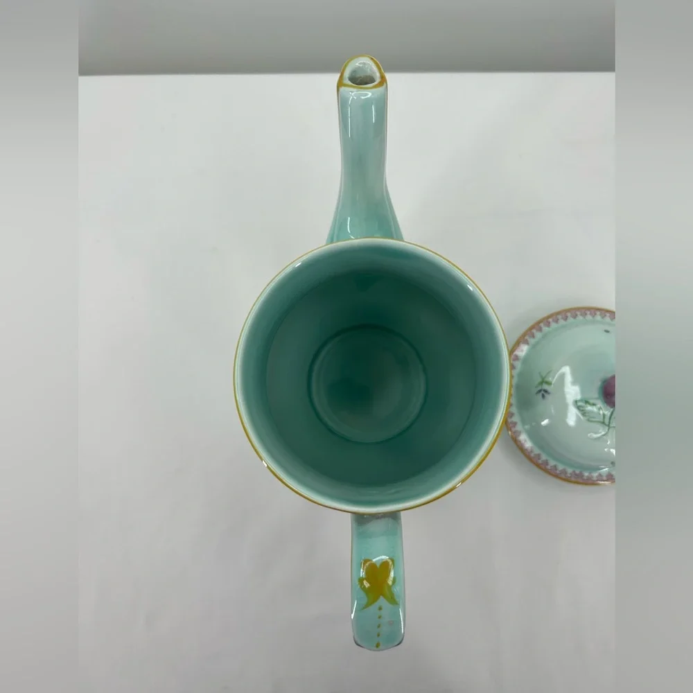 Adams Calyx Ware Coffee Pot Lowestoft pattern Vintage Floral Duck Egg Blue